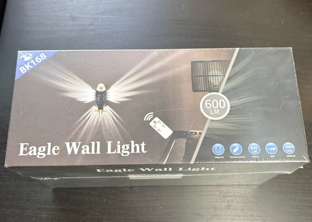 LED Bald Eagle Wall Light NEW in Box Remote BK168 600 LM Magnetic Rechargeable